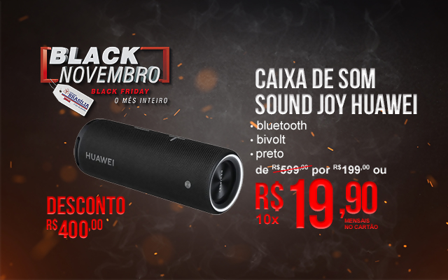 CAIXA DE SOM BLUETOOTH HUAWEI SOUND JOY PRETO BIVOLT