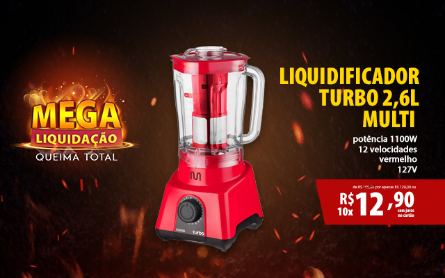 LIQUIDIFICADOR MULTI LQ1103 2,6L TURBO VERMELHO 1100W-127V C/ 12 VEL