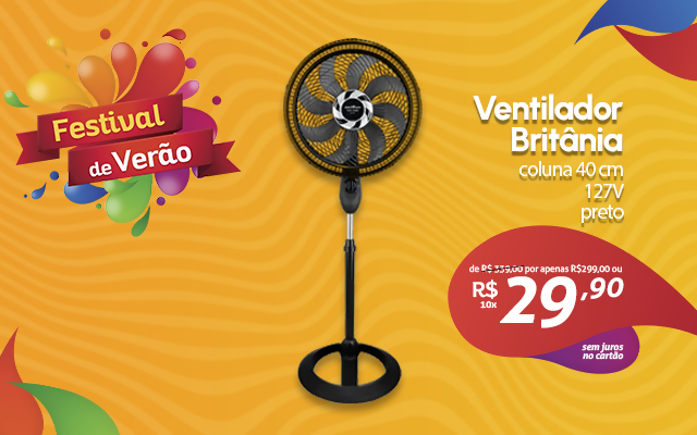 VENTILADOR BRITANIA BVT451 COLUNA 40CM 127V PRETO